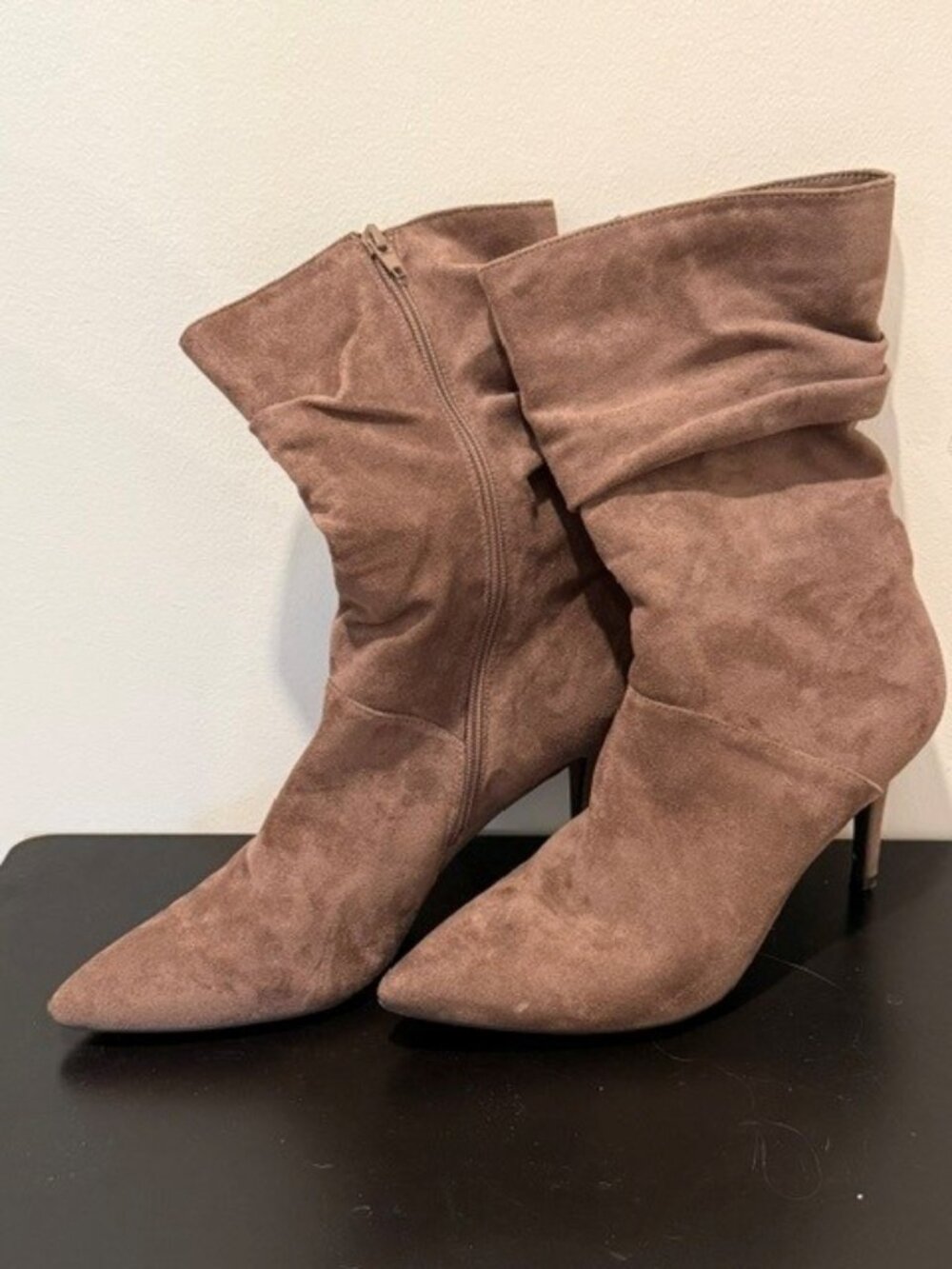 Chinese Laundry Suede look slouchy Brown heeled boots - size 9.5